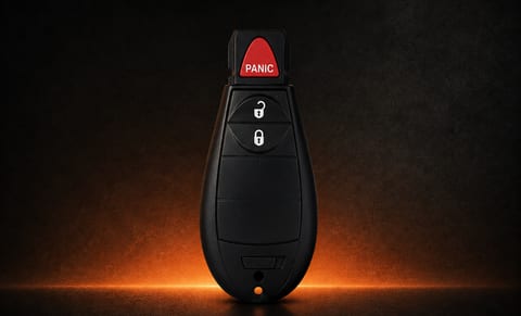 Chrysler fobik key with a red panic button on top